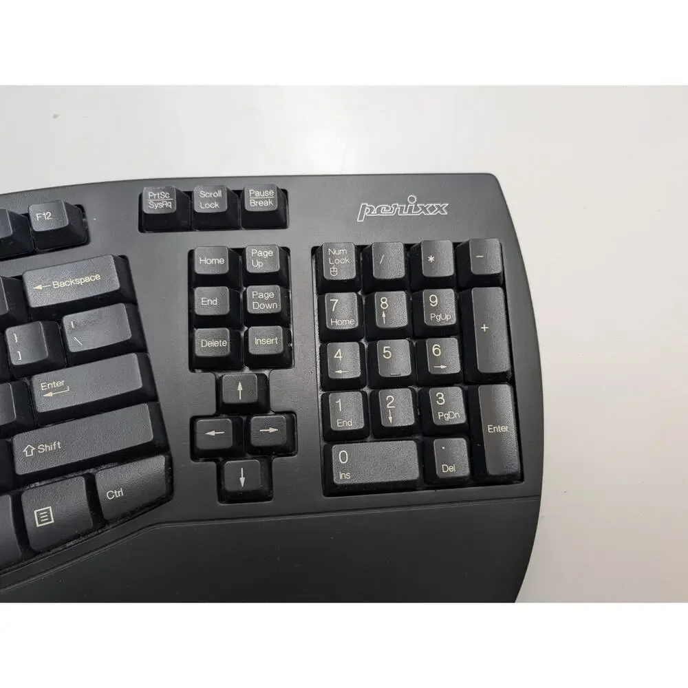 Perixx Periboard-512 Ergonomic Split Keyboard Full Size Hot Keys Palm Rest Black
